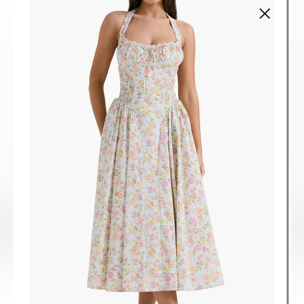 House of CB Adabella Floral Pleated Halter Sundress